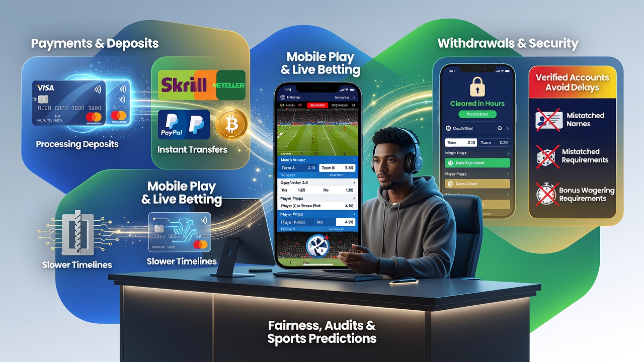 The Complete Guide to Online Betting and Casino Games: Payments, Withdrawals, Mobile Play, Fairness, Audits, and Sports Predictions